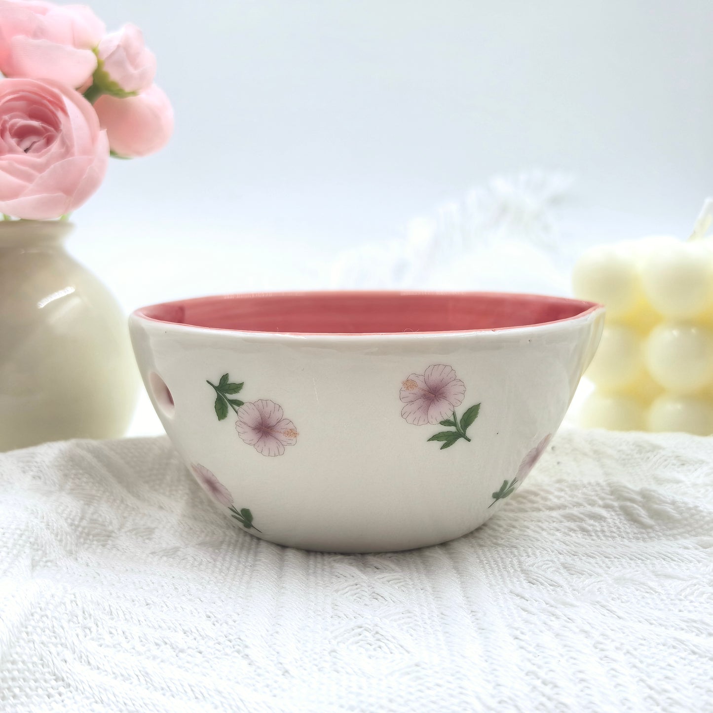 Ceramic Herb Peeling Bowl for Separating Leaves and Stems