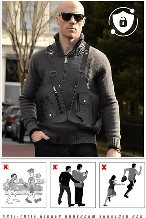 Underarm Anti-Theft Bag with Double Storage Pouch & Phone Wallet Pocket