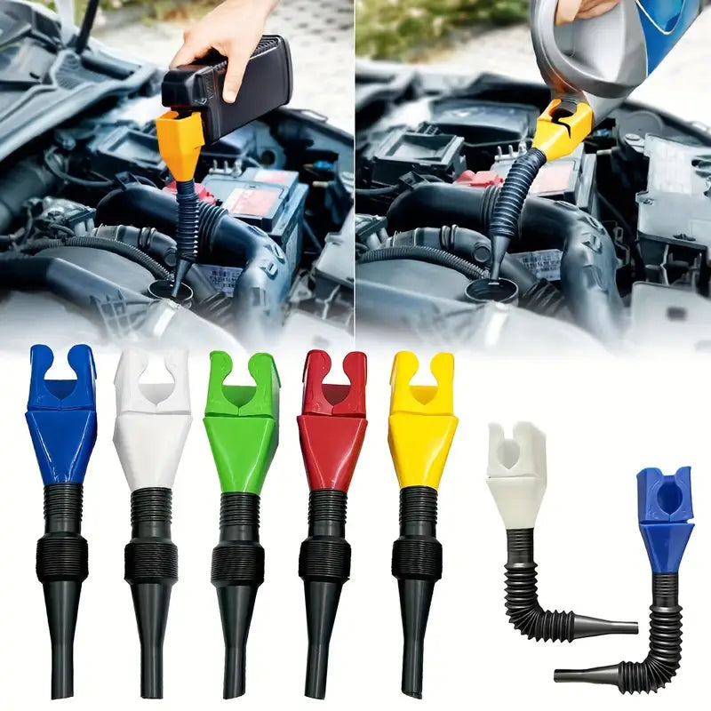 Flexible Retractable Automotive Fuel Funnel with Snap Design