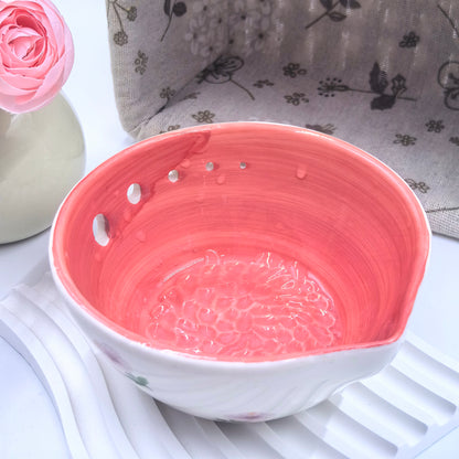 Ceramic Herb Peeling Bowl for Separating Leaves and Stems