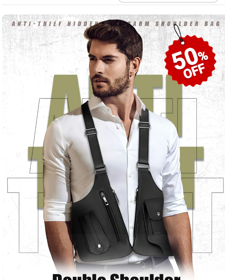 Underarm Anti-Theft Bag with Double Storage Pouch & Phone Wallet Pocket