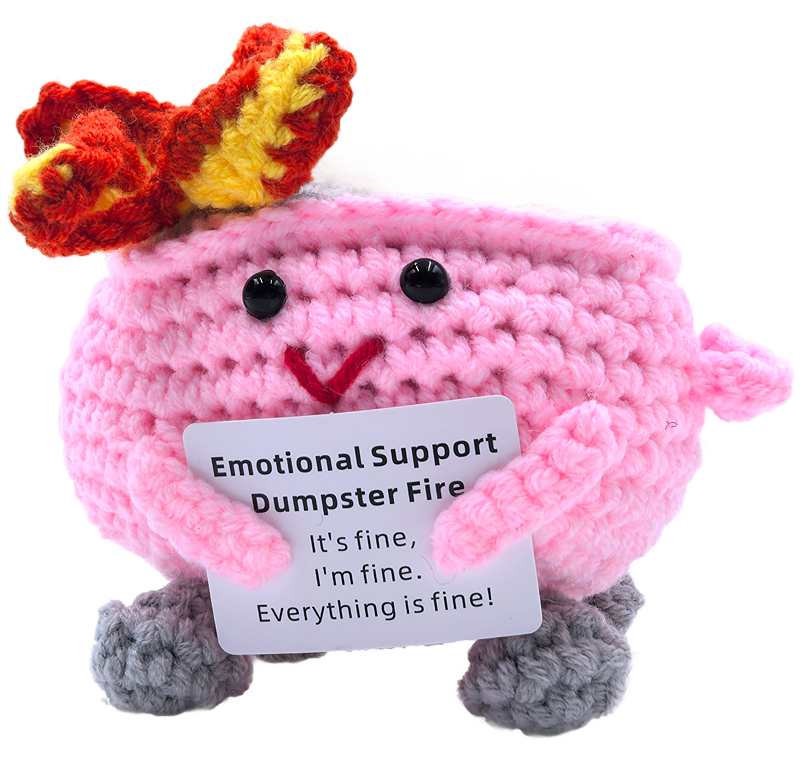 Handmade Emotional Support Dumpster Fire Crochet for Stress Relief & Anxiety Comfort