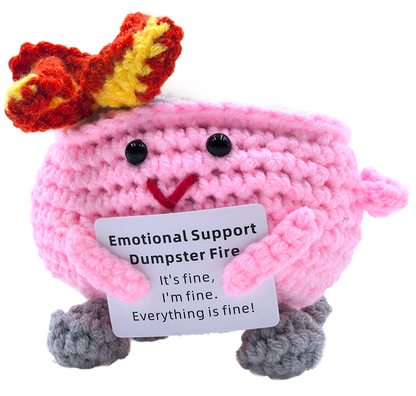 Handmade Emotional Support Dumpster Fire Crochet for Stress Relief & Anxiety Comfort