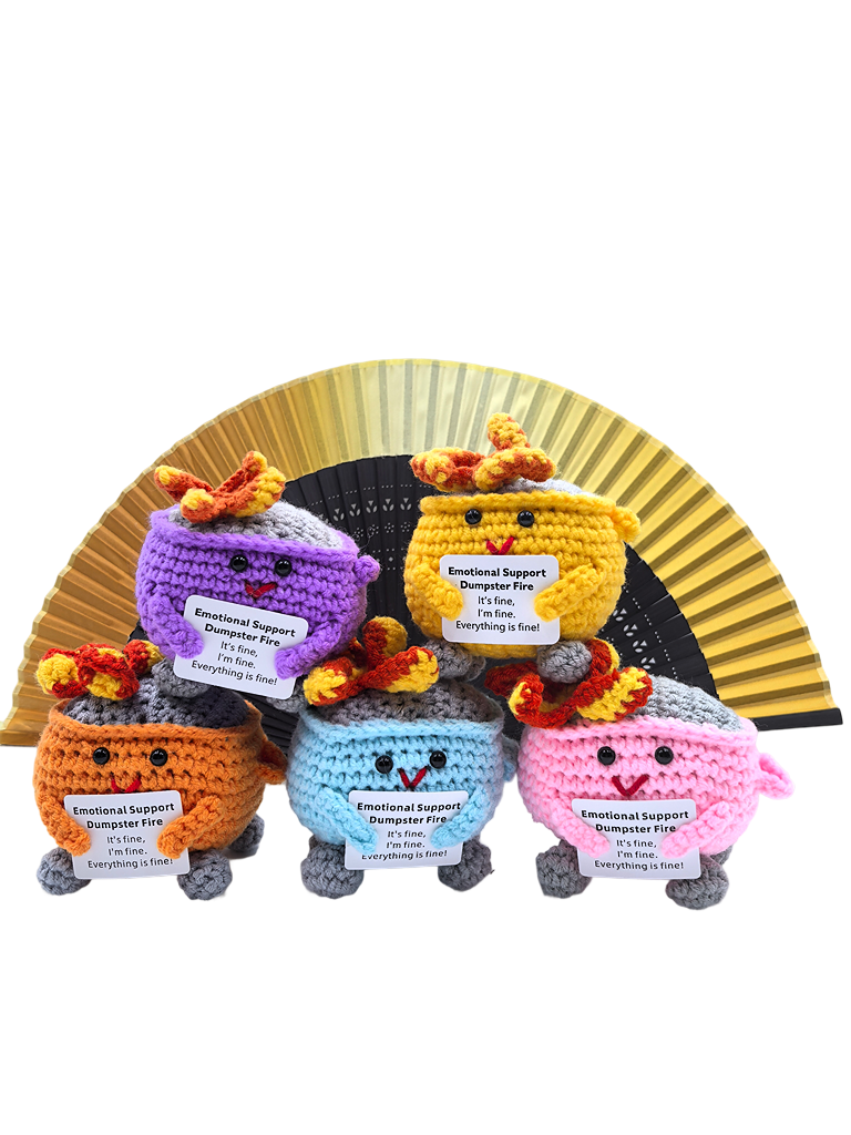Handmade Emotional Support Dumpster Fire Crochet for Stress Relief & Anxiety Comfort