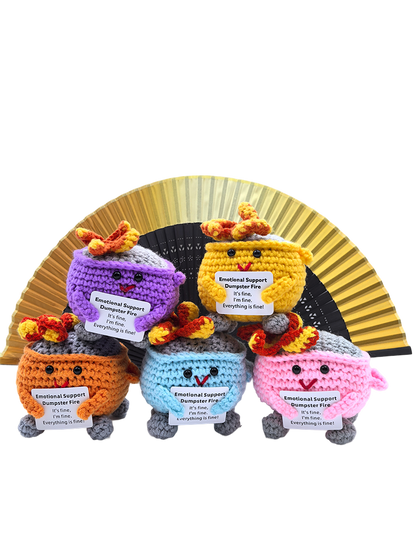 Handmade Emotional Support Dumpster Fire Crochet for Stress Relief & Anxiety Comfort