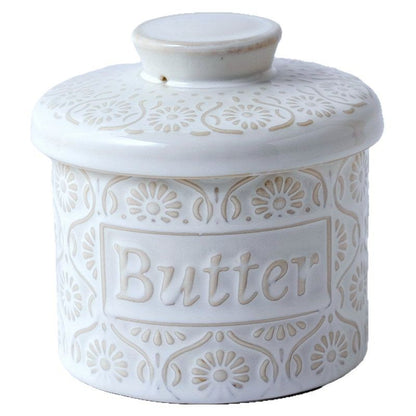 Blue & White Ceramic French Butter Crock – Keeps Butter Fresh, Soft & Spreadable