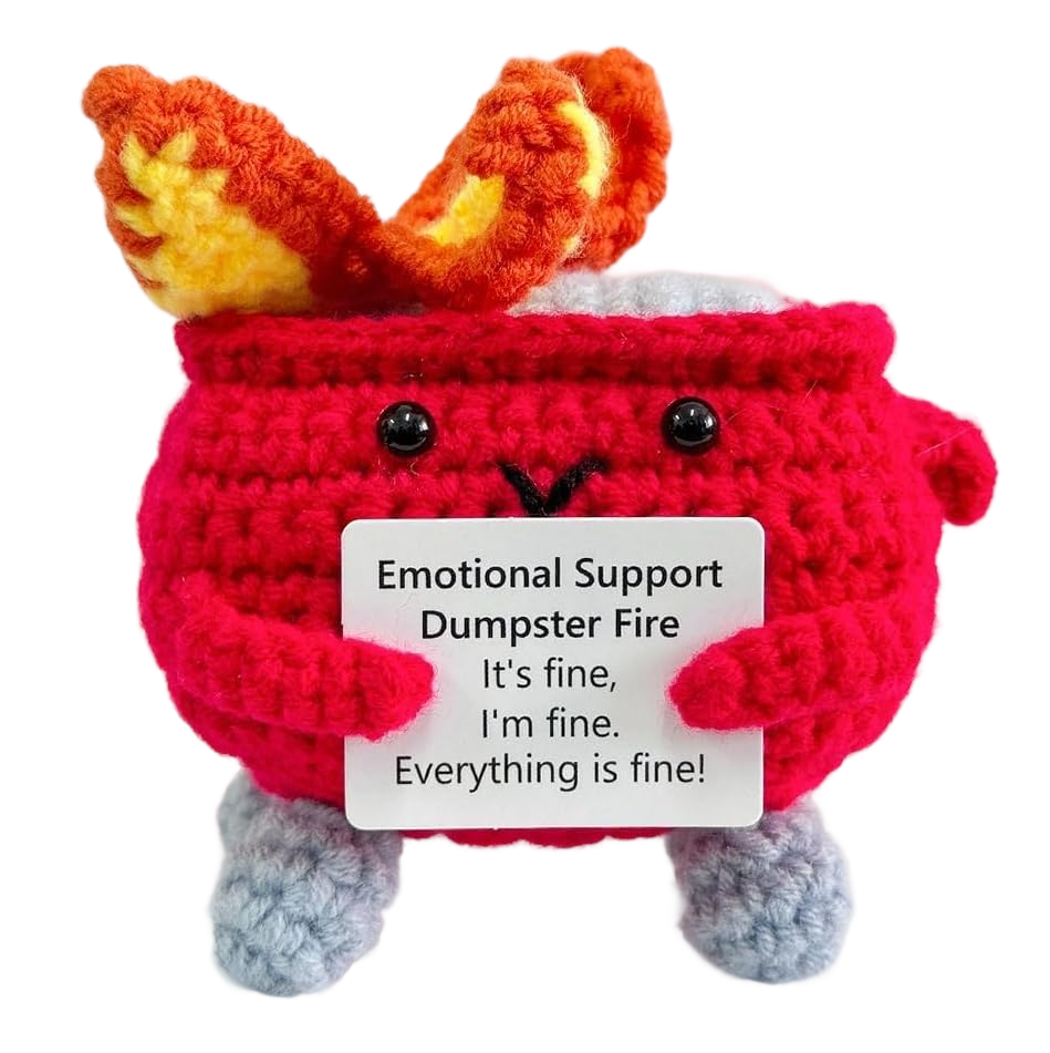 Handmade Emotional Support Dumpster Fire Crochet for Stress Relief & Anxiety Comfort
