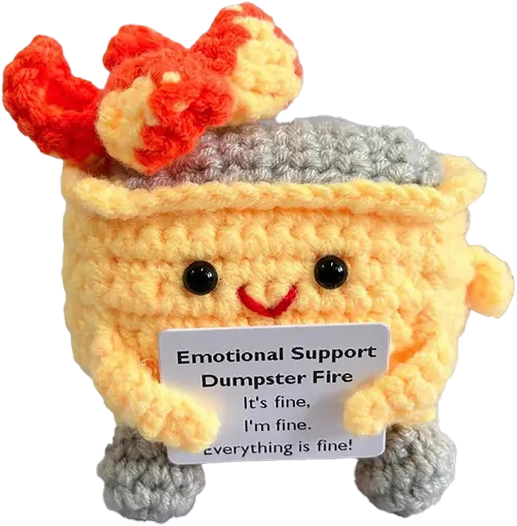 Handmade Emotional Support Dumpster Fire Crochet for Stress Relief & Anxiety Comfort