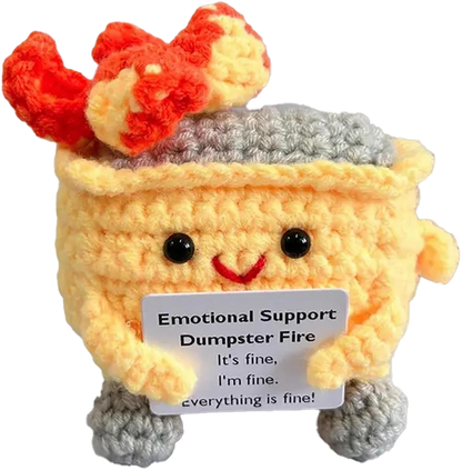 Handmade Emotional Support Dumpster Fire Crochet for Stress Relief & Anxiety Comfort