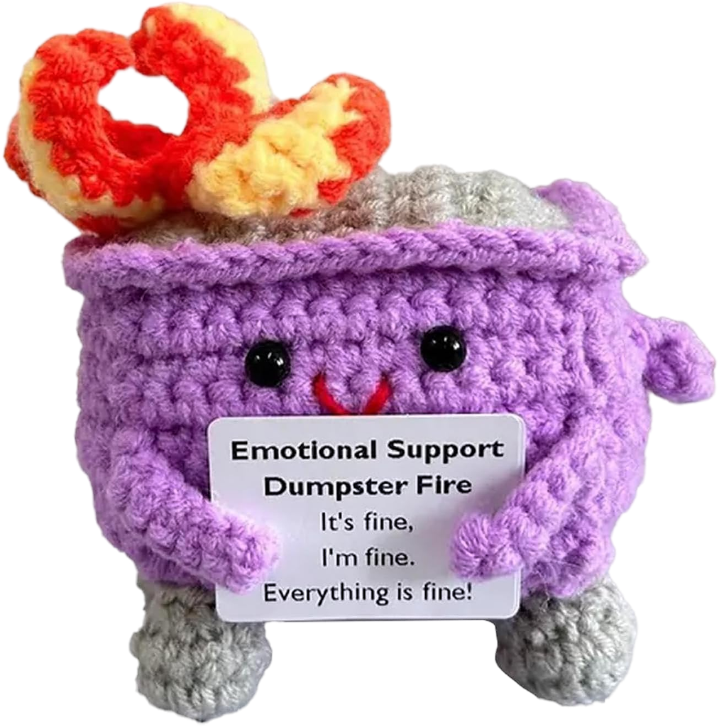Handmade Emotional Support Dumpster Fire Crochet for Stress Relief & Anxiety Comfort