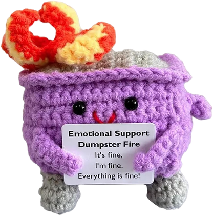 Handmade Emotional Support Dumpster Fire Crochet for Stress Relief & Anxiety Comfort