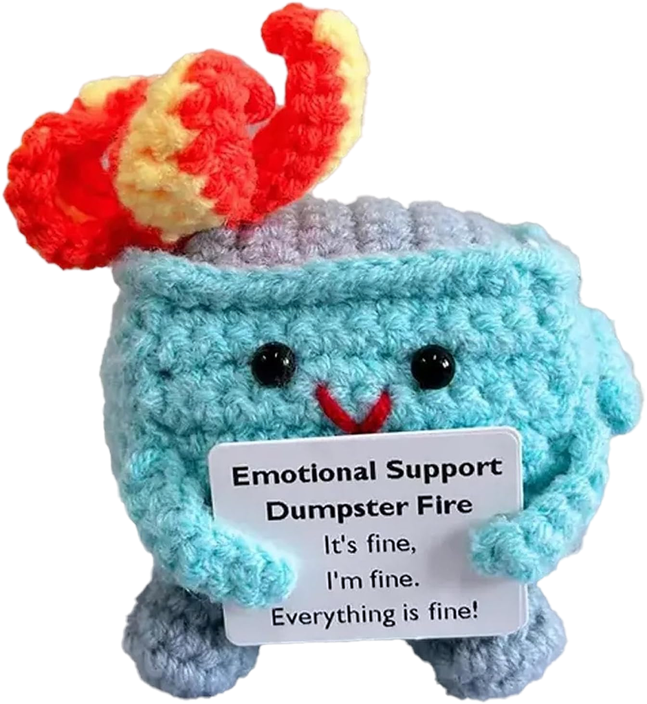 Handmade Emotional Support Dumpster Fire Crochet for Stress Relief & Anxiety Comfort