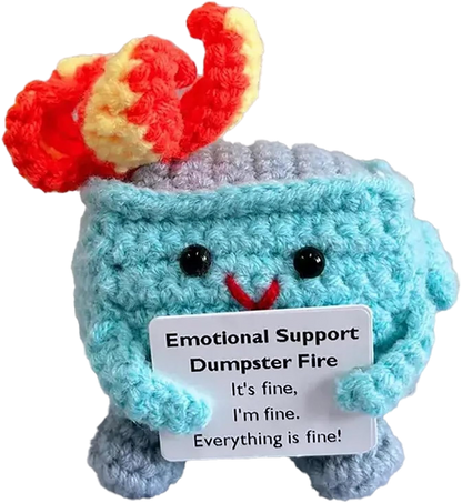 Handmade Emotional Support Dumpster Fire Crochet for Stress Relief & Anxiety Comfort