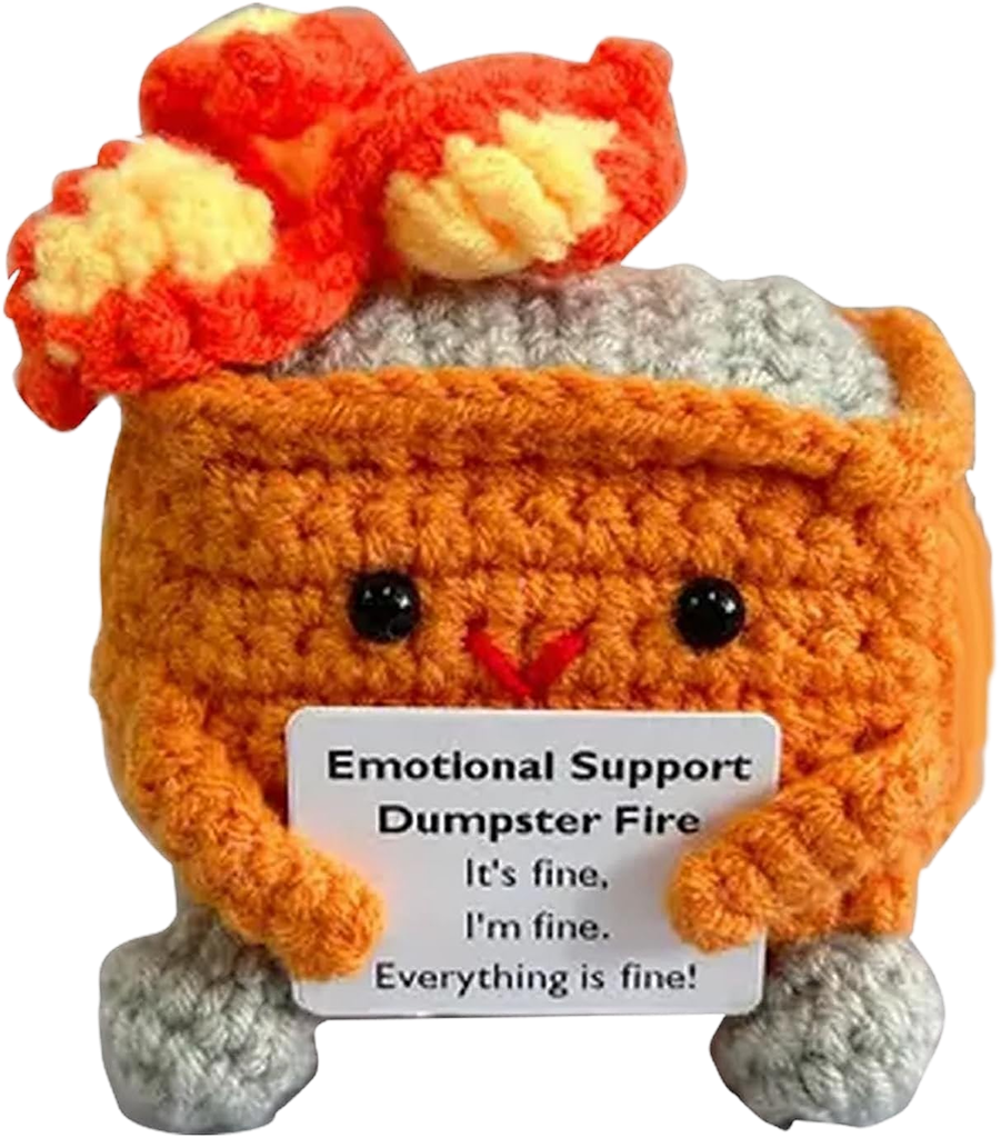 Handmade Emotional Support Dumpster Fire Crochet for Stress Relief & Anxiety Comfort