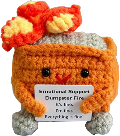 Handmade Emotional Support Dumpster Fire Crochet for Stress Relief & Anxiety Comfort