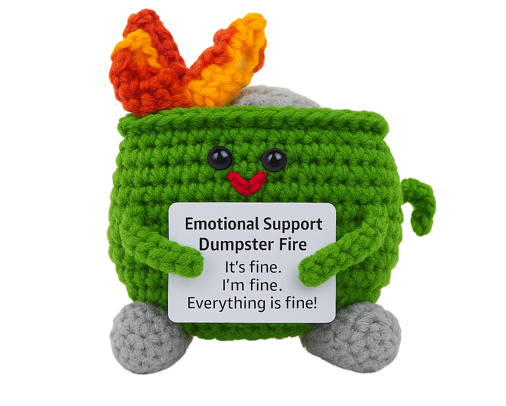 Handmade Emotional Support Dumpster Fire Crochet for Stress Relief & Anxiety Comfort