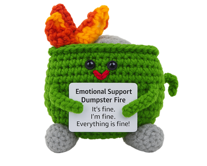 Handmade Emotional Support Dumpster Fire Crochet for Stress Relief & Anxiety Comfort