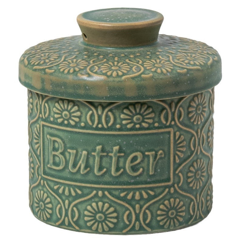 Blue & White Ceramic French Butter Crock – Keeps Butter Fresh, Soft & Spreadable